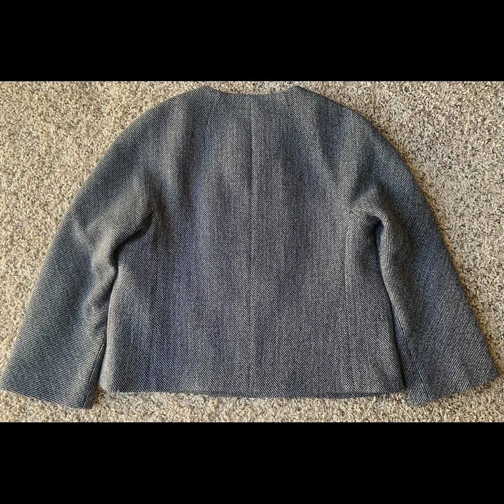 Ann Taylor Jacket gray pea coat style lined dark academia double breasted Sz 8 - Picture 5 of 6